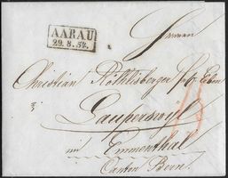 1854 Brief AARAU Datumstab-o eingefasst archivfrisch ab 1.-