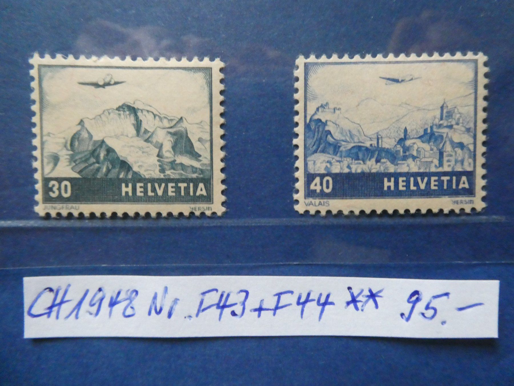 Tutti i francobolli: CH 1948 Nr. F43+F44 postfrisch ** – Usato da Lausen venduto da Herbamare01