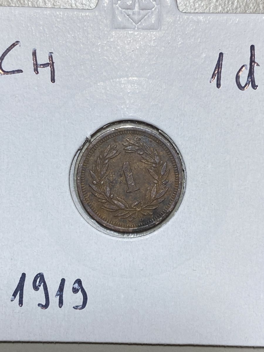 Tutti le monete: CH - 1 centime - 1919 – Usato da Payerne venduto da Mike1682