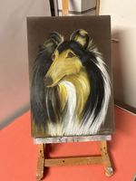 Hund Porträt Gemälde, Original Zeichnung 1975, signiert.
