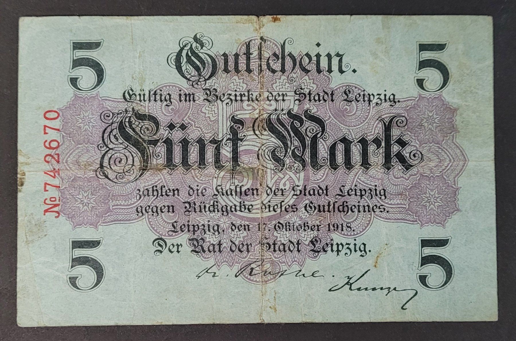 Banconote: 5 MARK / LEIPZIG 1918 – Usato da Mumpf venduto da antonio_schweiz_961