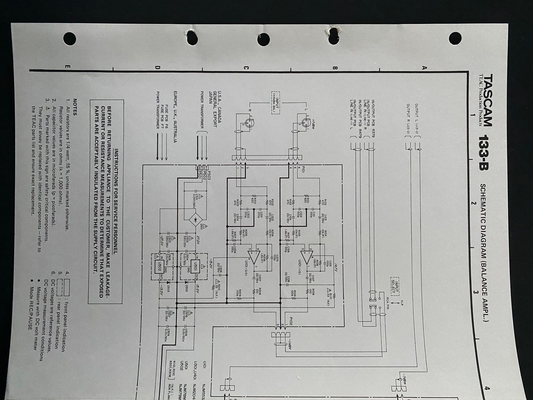 Registratori: Servicemanual TASCAM 133-B Cassetten Deck – Usato da Erlenbach ZH venduto da Leaford 5