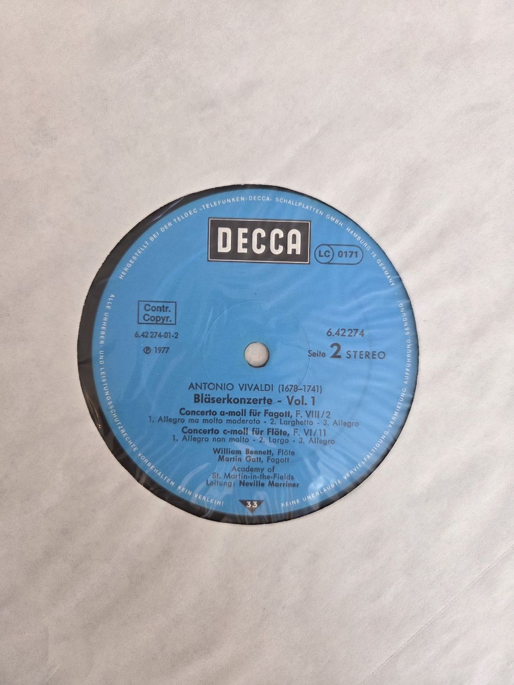 Dischi in vinile: Antonio Vivaldi - Bläserkonzerte Vol. 1, LP – Usato da Jegenstorf venduto da AloeVera19 3