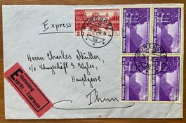 1938, PP, 10+10 RP. VIERERBLOCK+, 0 BURGDORF, EILBRIEF