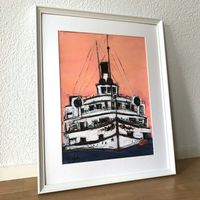 Dampfschiff Modern Art Lake Lucerne Acryl Kreide Luzern Bild