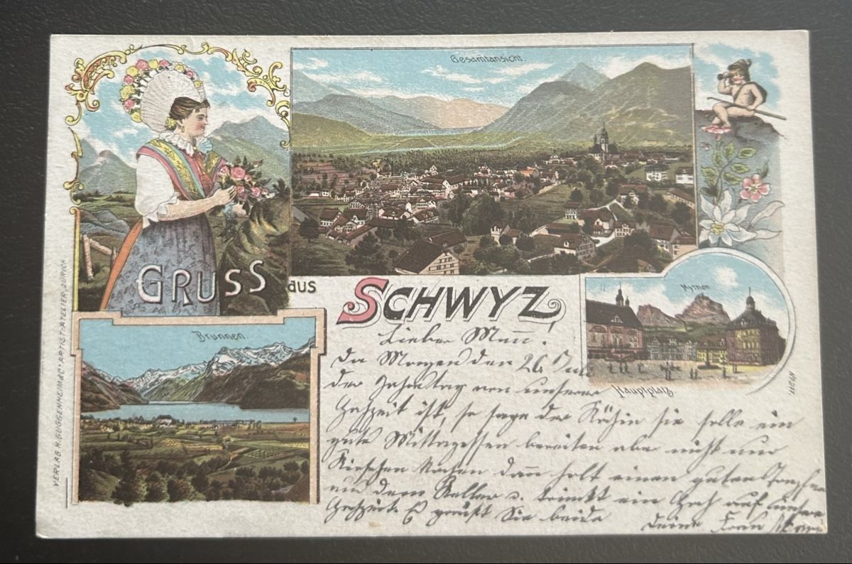 Cartoline postali: Gruss aus Schwyz Litho  – Usato da Horw venduto da Tellbub