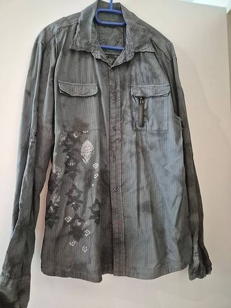 Herrenhemd  Langarm Grau Motiv Gr.XL