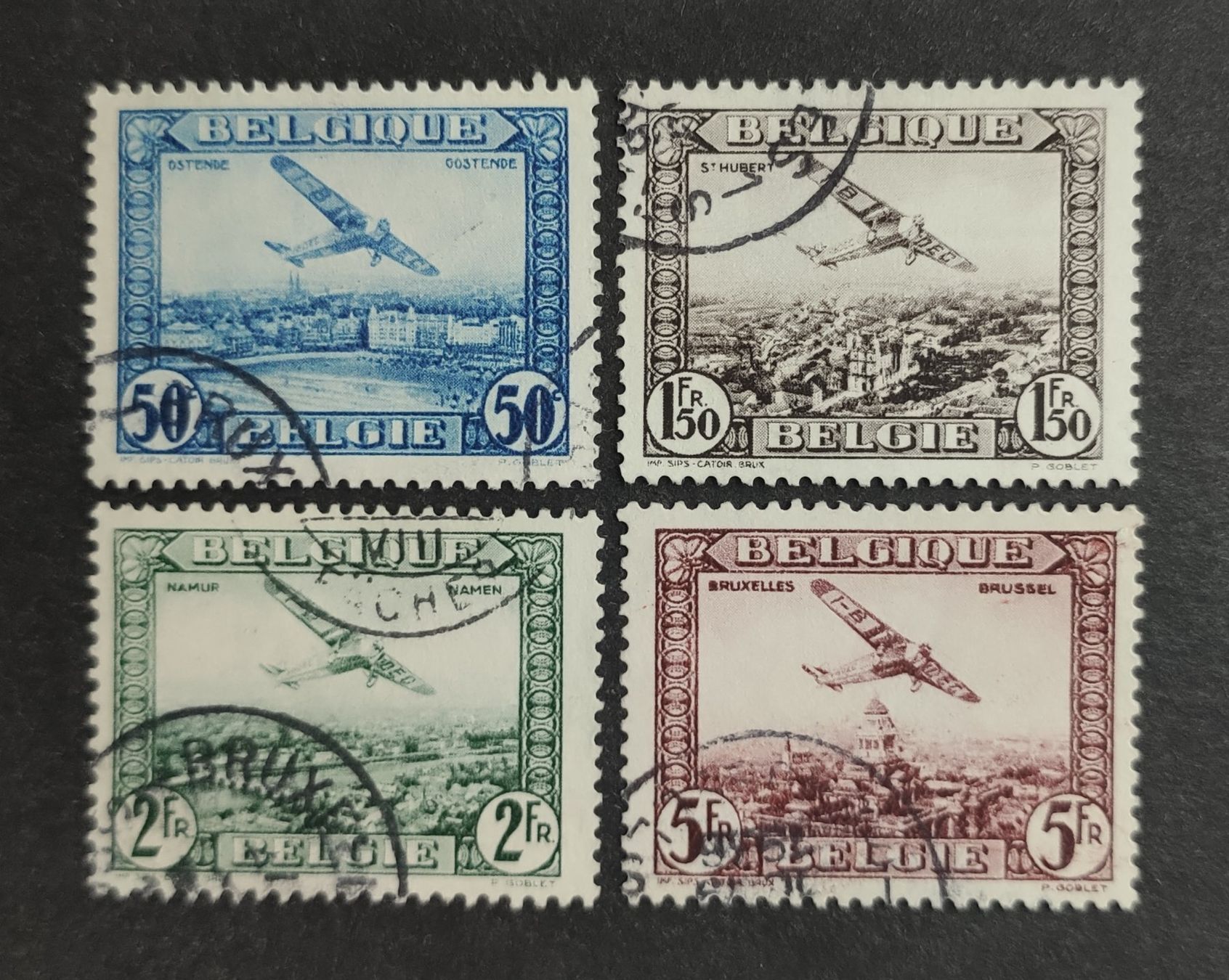 Alle Briefmarken: Belgien 1930, Flugpost, Satz gestempelt – Gebraucht aus Wil SG von Zazal