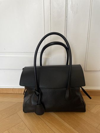 Black Leather Tote Bag - Flattered