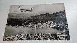 Ansichtskarte Flugzeug über Genf