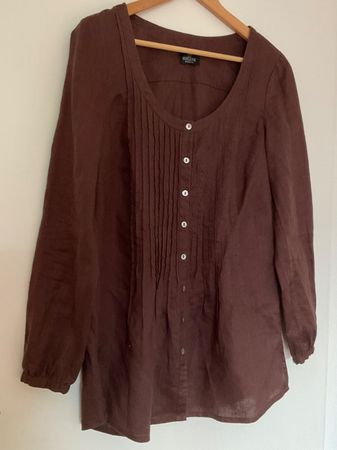 MADELEINE wunderschöne Leinen Bluse Tunika Gr 40 NEU braun