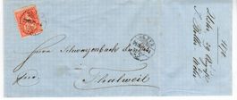 Faltbrief, Uster - Thalweil 1870