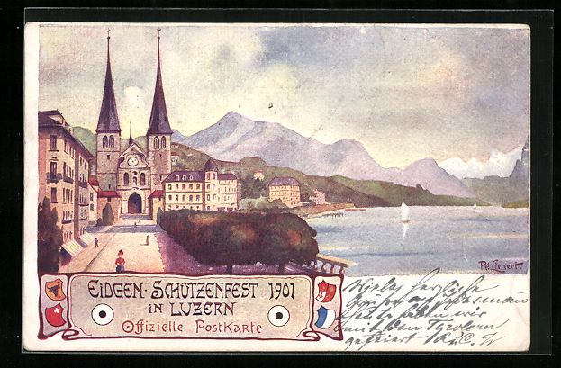 Cartoline postali: AK Luzern, Eidgen. Schützenfest 1901 – Usato da Berlin venduto da bartko-reher