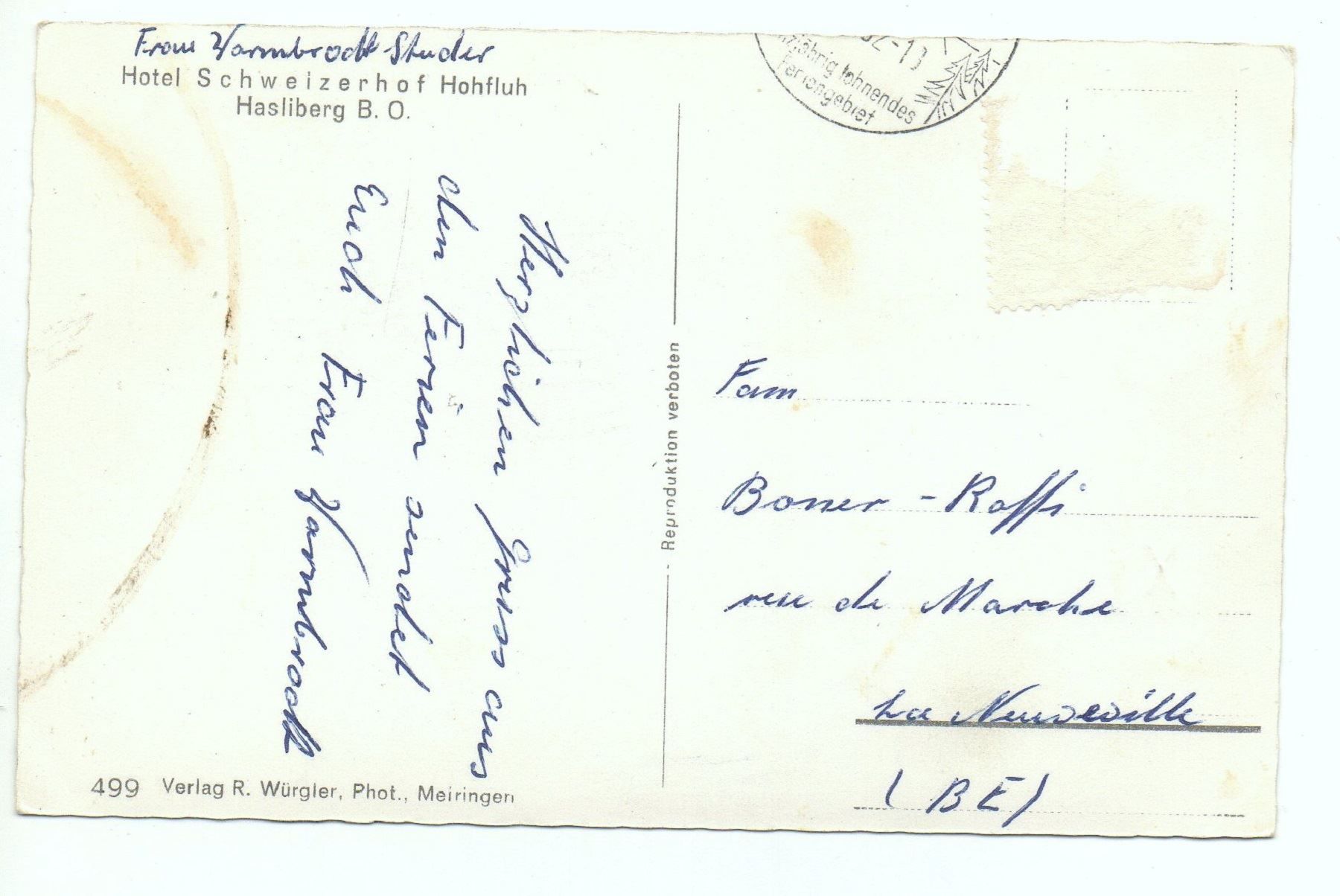 Cartoline postali: HASLIBERG Hotel Schweizerhof - Postauto – Usato da Jona venduto da philajona 1