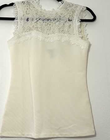 elegantes Spitzentop, creme, Grösse XS