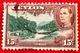Briefmarken aus Sri Lanka (Ceylon) Fluss-Szene 1945