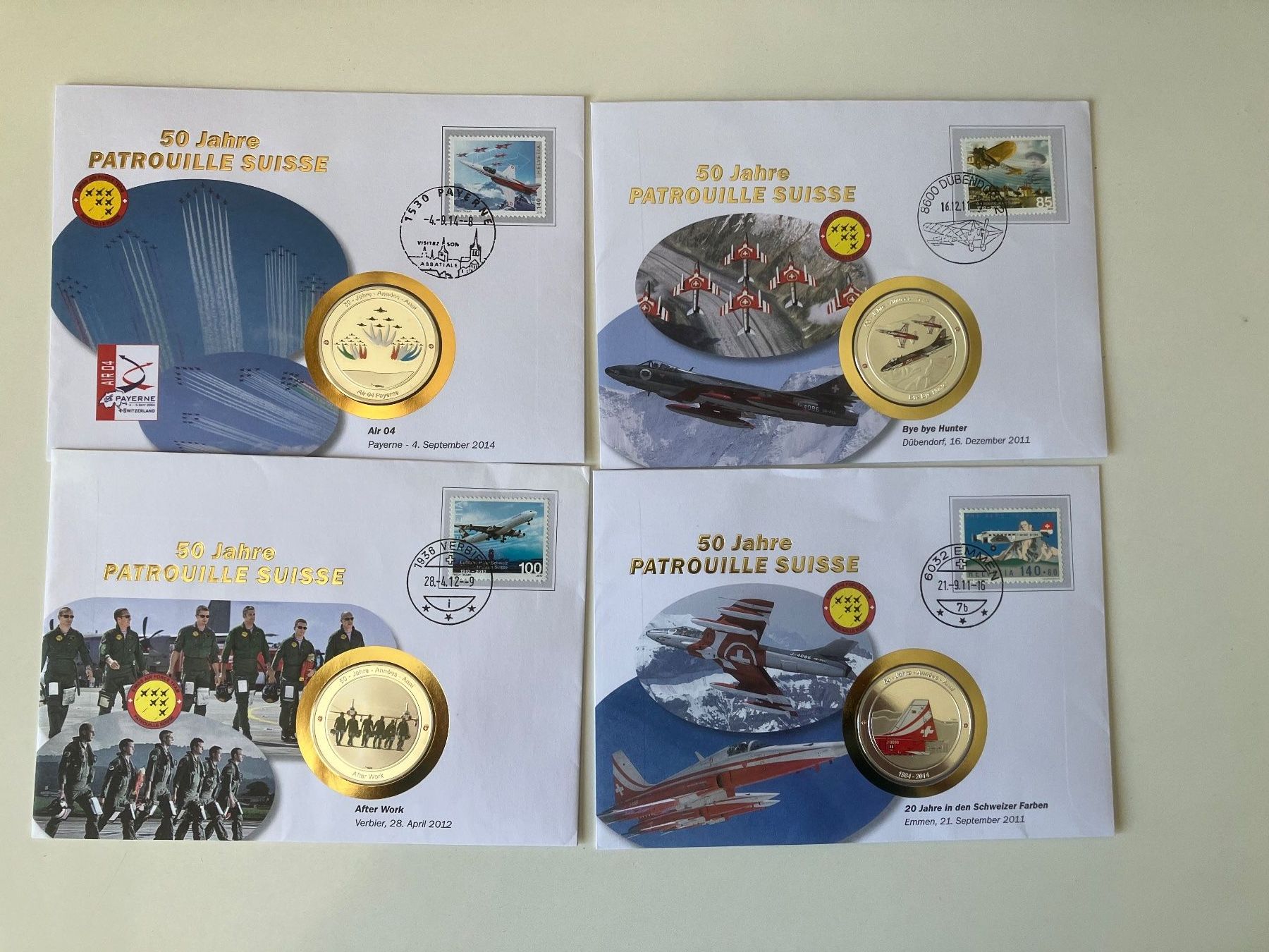 Alle Briefmarken: 19 Numisbriefe Patrouille Suisse – Gebraucht aus Baar von Ramona10 2