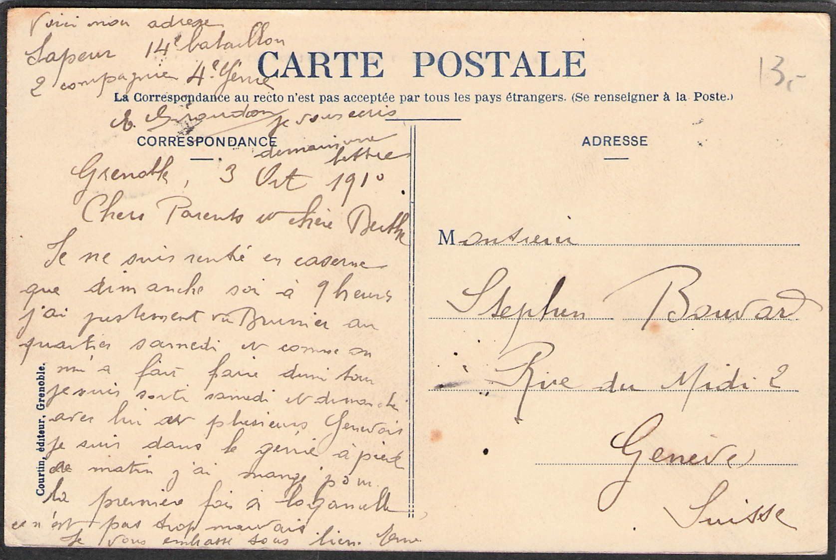Cartoline postali: Militär Travaux du Génie – Usato da Reichenburg venduto da ibiza18 1