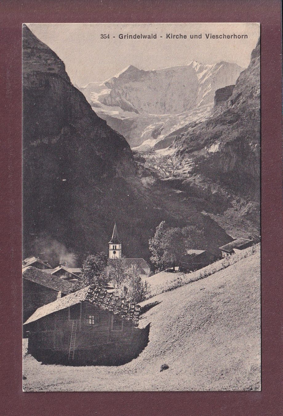 Ansichtskarten: GRINDELWALD - Kirche - Fiescherhorn – Gebraucht aus Pully von nicecards