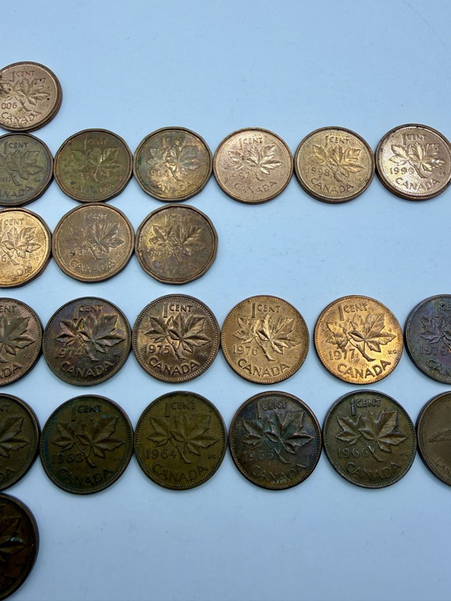 Tutti le monete: Collection de 37 pièces de 1 cent, Canada, dès 1953 – Usato da St-Maurice venduto da SPEKER 2