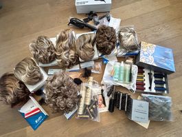 Lofty Perücken Set blond kurz lang Pflegeprodukte Histyler
