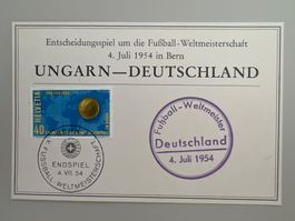 1954 Fussball LWM Bern Karte Endspiel Sonderstempel viol.