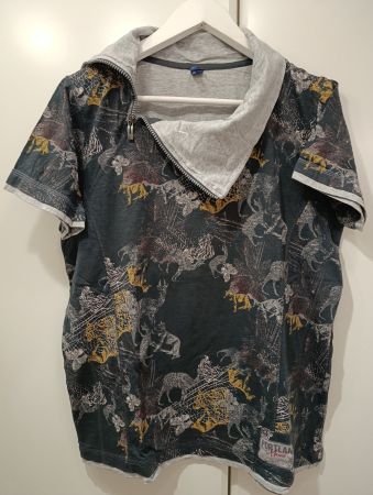 Anthrazit Cecil T-Shirt spez.Kragen m. Reissverschluss Gr.XL