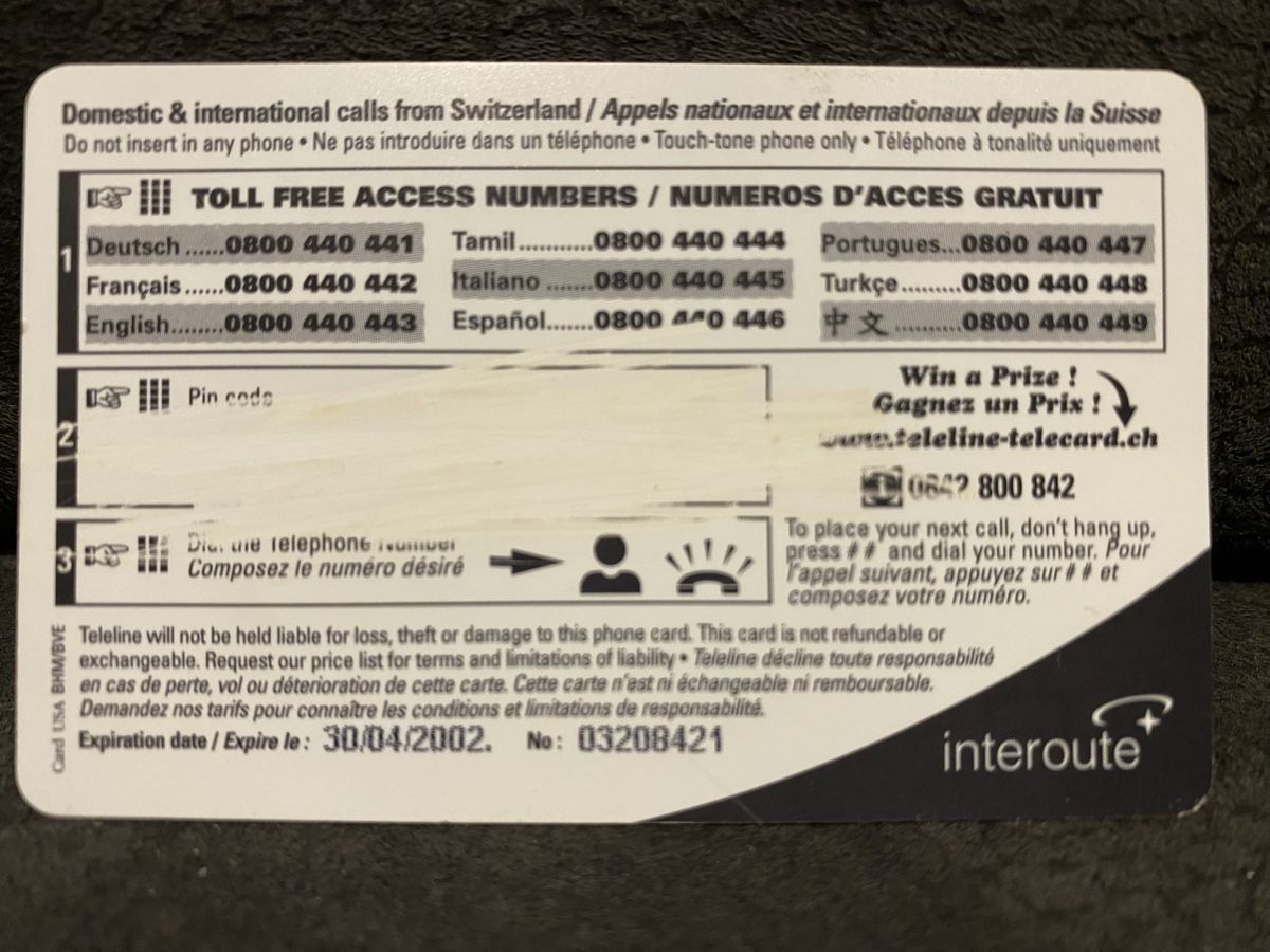 Cartes de téléphone: Teleline – Défectueux à Lausanne par babacard10 1