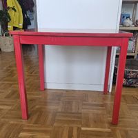 Childrens Table and Chair Set Red Wood Used Condition