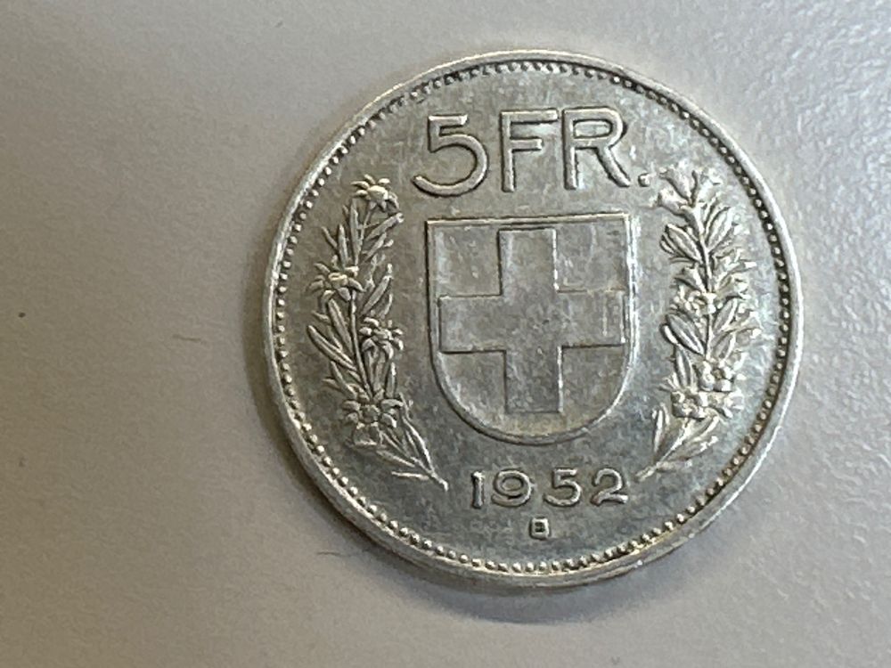 5 Fr.Silber Schweiz 1952 (Gebraucht) in für CHF 21 – mit Lieferung auf ...