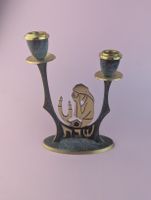 Vintage Sabra Israel Candleholder Brass Judaica Mid Century