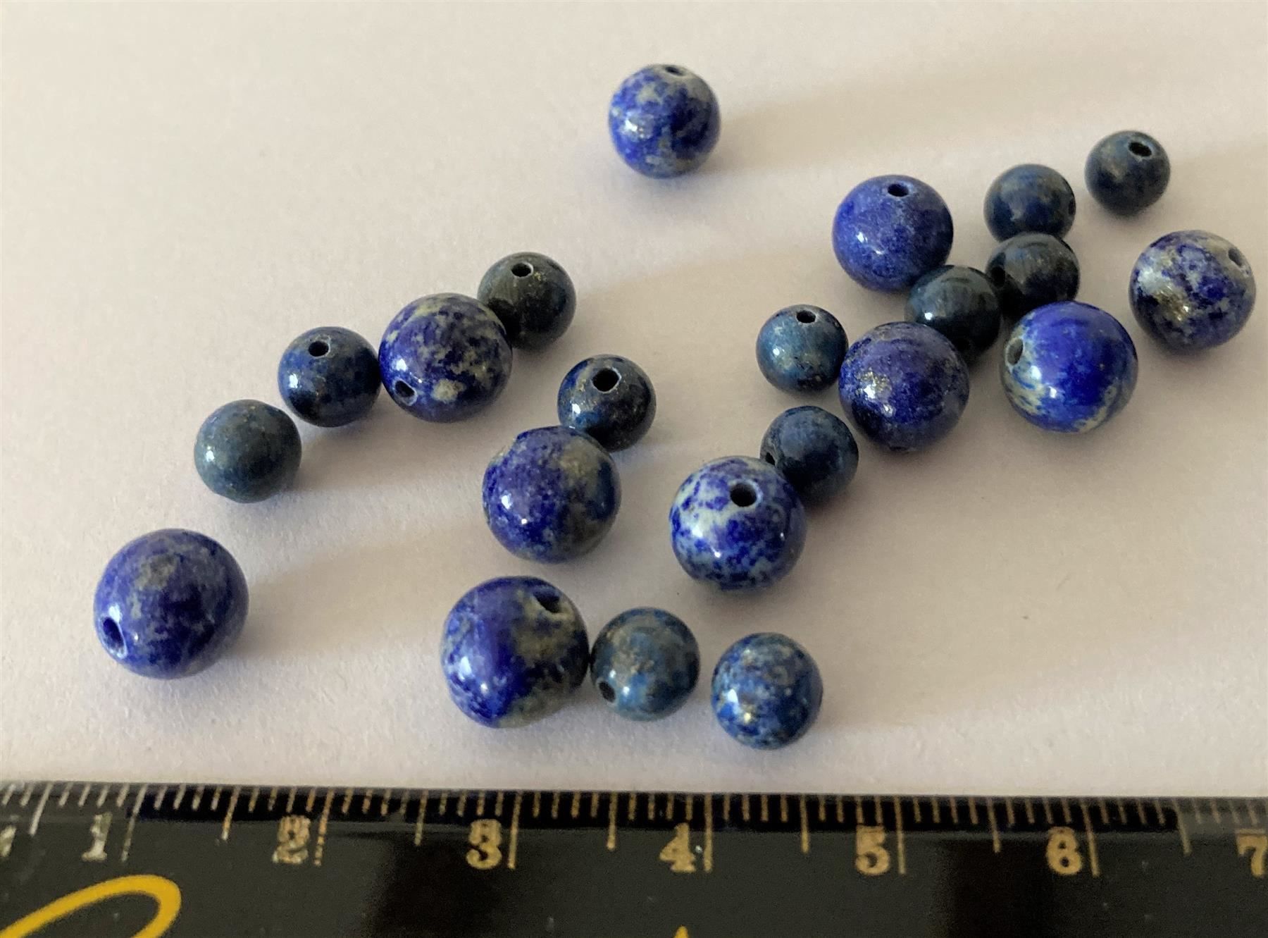 Perle (finte): Lot 22 perles rondes Lapis Lazuli – Nuovo e nell'imballaggio originale da Goumoens-la-Ville venduto da brandonv 1