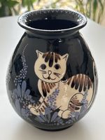 Schweizer Keramik‑Vase mit Katze 🐱