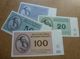 Theresienstadt ++ Tolles Lot von 4 Banknoten ab 1943