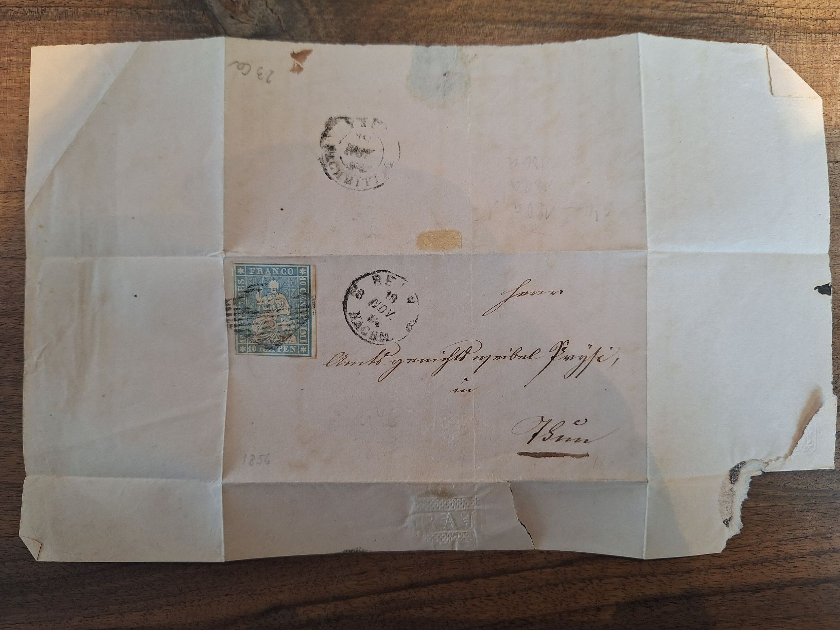 Tutti i francobolli: Strubelbrief 23C.a Kat. 550.- mit Attest Bern - Thun – Usato da Balgach venduto da SIMEON27 4