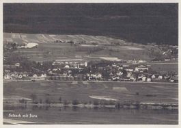 Selzach SO Flugaufnahme und Aare , 1937 , gr. Karte