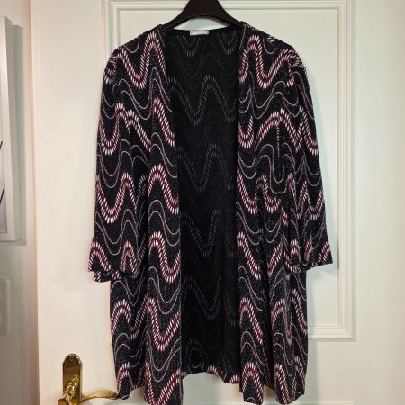 Schwarze Vintage Glitzer Strickjacke Cardigan, Gr. XL/XXL