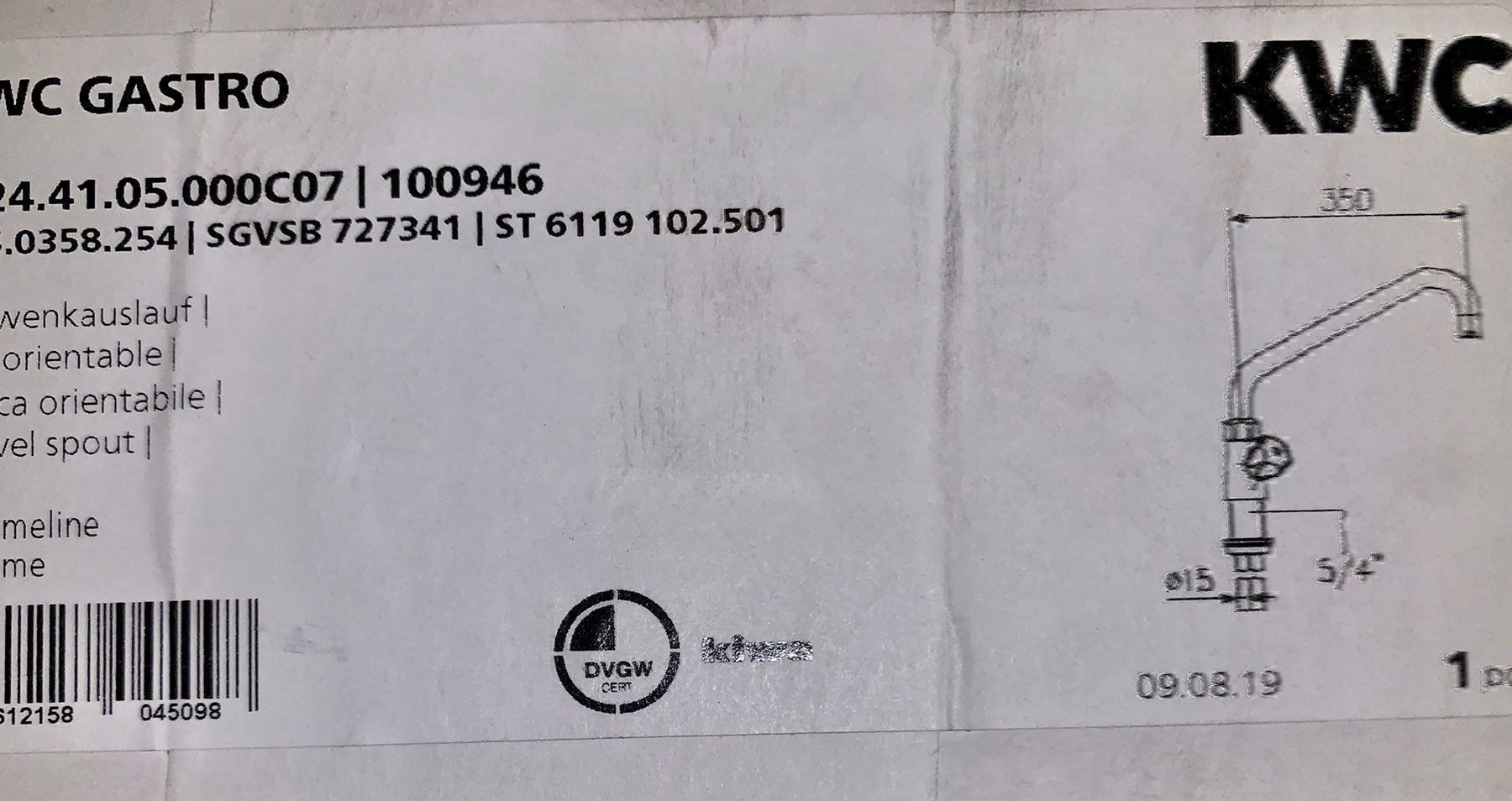 Rubinetteria: KWC Gastro Hahnen – Nuovo e nell'imballaggio originale da Binningen venduto da 55samsun