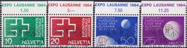 1963, Nr.402-405 mit ET-Halbmond-Stempel BERN: TAB oben.