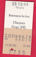KARTON BILLETT, ESTAVAYER-LE-LAC - CUGY, 2.KLASSE, EINFACH,