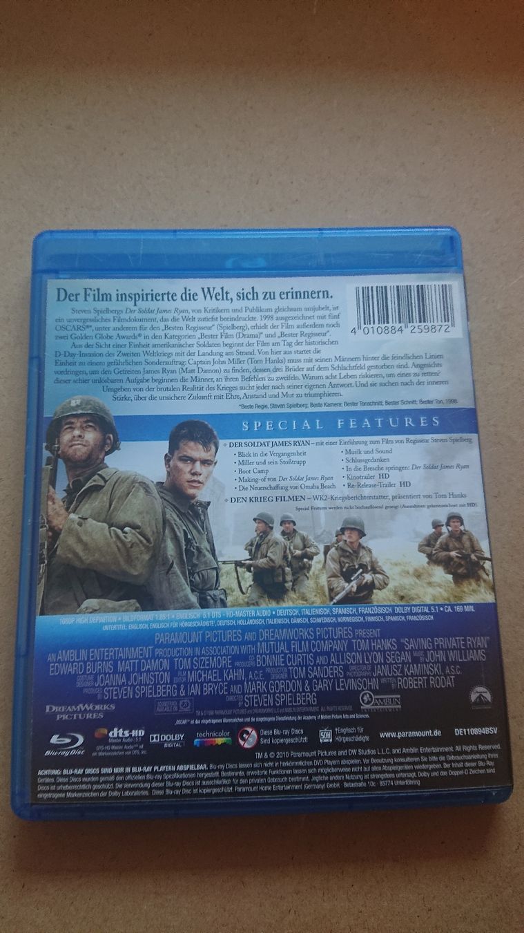 Tutti i DVDs: Der Soldat James Ryan Blu-ray  – Usato da Chur venduto da FreakofRarity 1