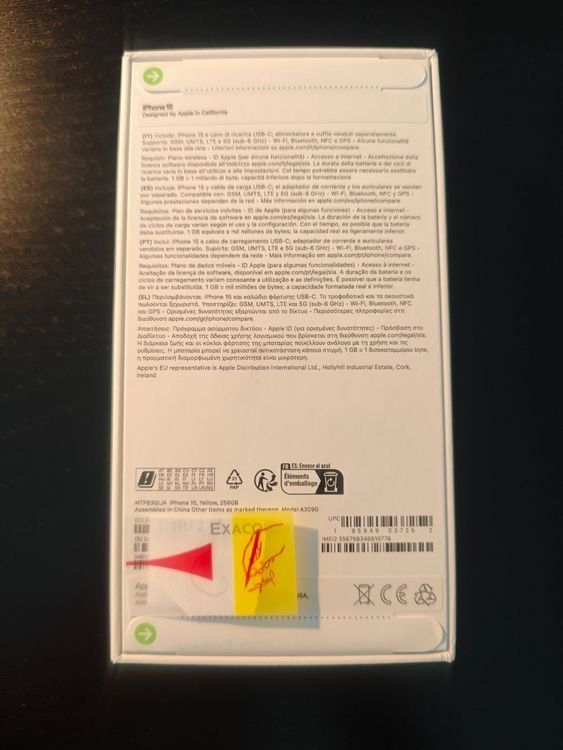 Apple Telefoni cellulari / Smartphones: Apple iPhone 15, 256 GB, Gelb - UNGEÖFFNET – Nuovo e nell'imballaggio originale da Zürich venduto da allezplusloin 2