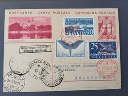 1933, Postkarte mir Flugpost nach Solothurn - Mittelmeerflug