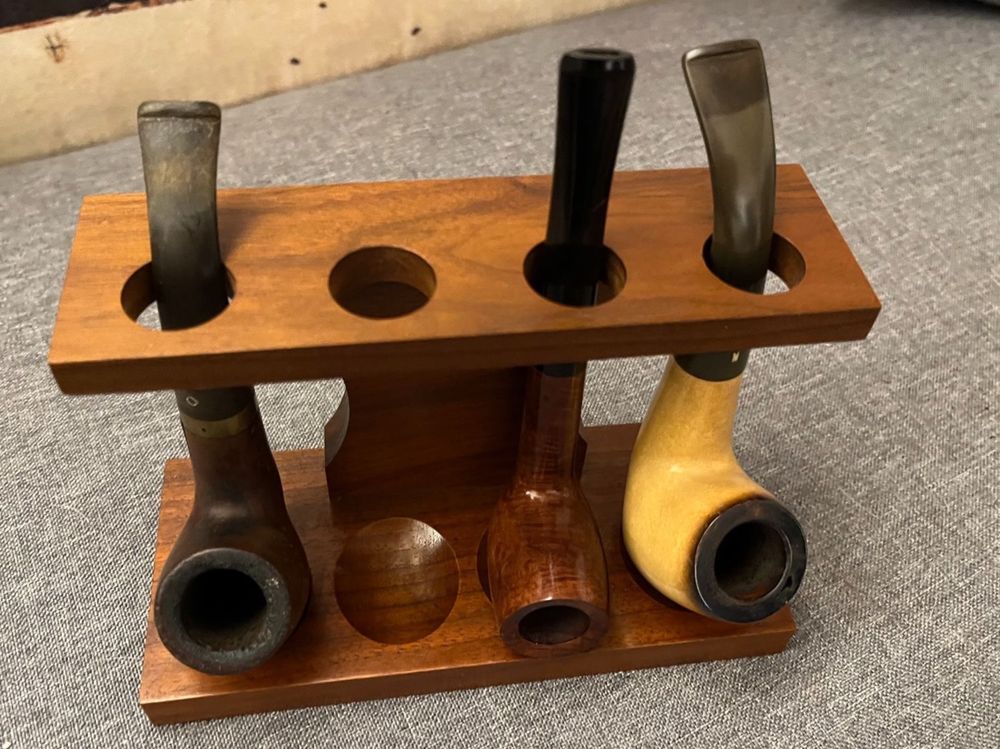 Dr. Watson Tabakpfeifen-Ständer Aus Massivholz – Für 7 Pfeifen, Handgefertigt, 37x13,5x14 Cm