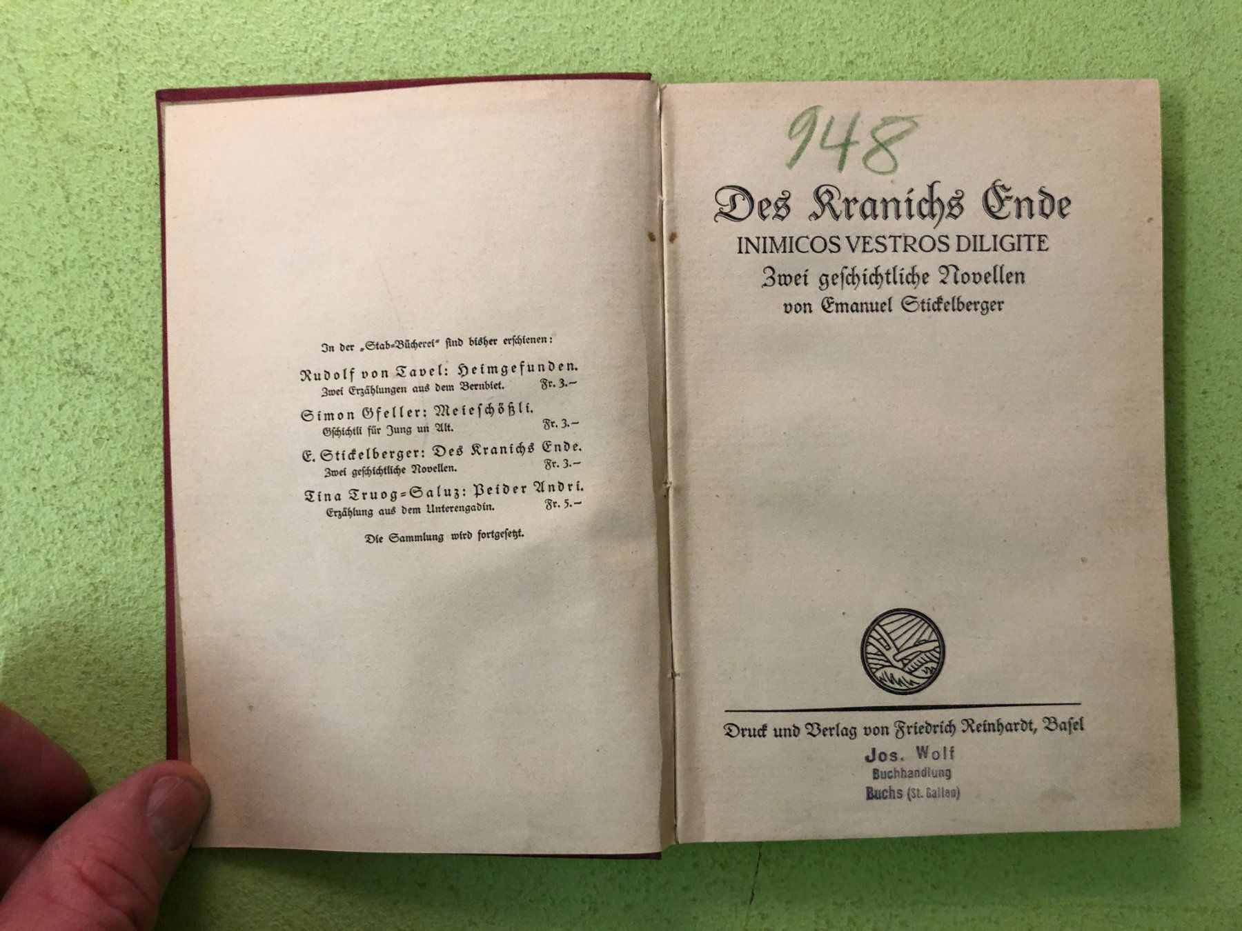 Bücher: Emanuel Stickelberger: Des Kranichs Ende – Gebraucht aus Zürich von allp 1