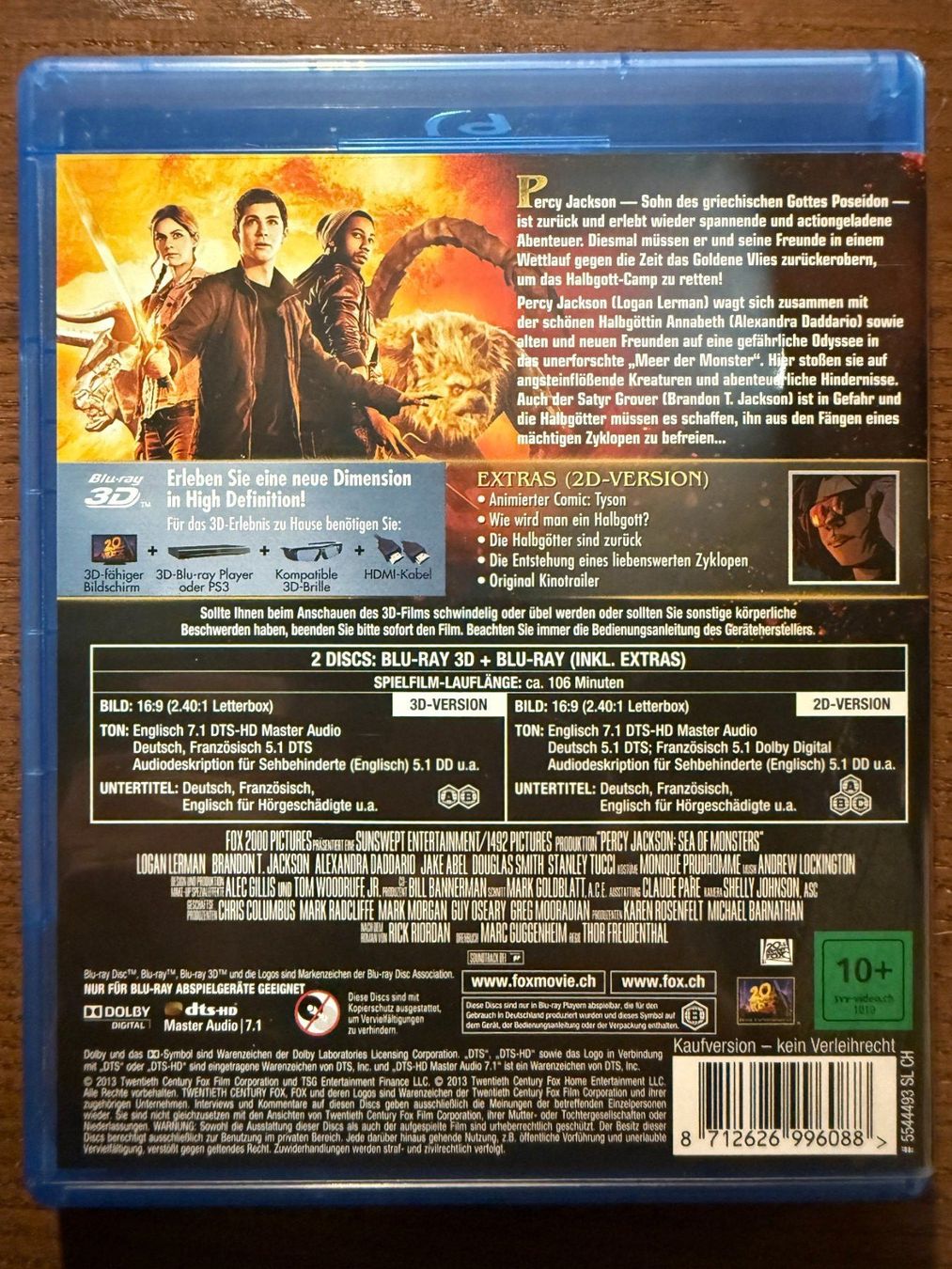 Tutti i DVDs: Percy Jackson - Im Bann des Zyklopen 3D – Usato da Zürich venduto da Blu-ray_ZH 1