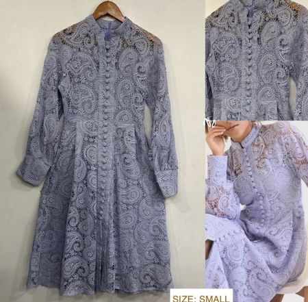 Elegant Purple Guipure Midi Dress