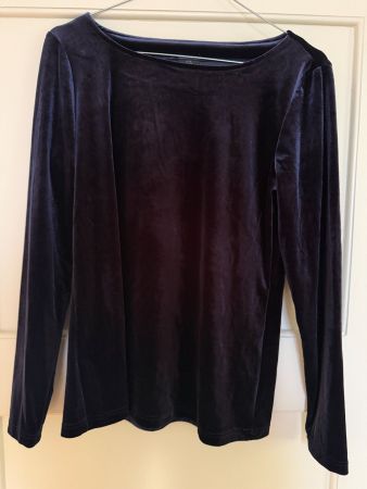 MADELEINE Samt Bluse Samtshirt Dunkelblau Violett Gr. 38