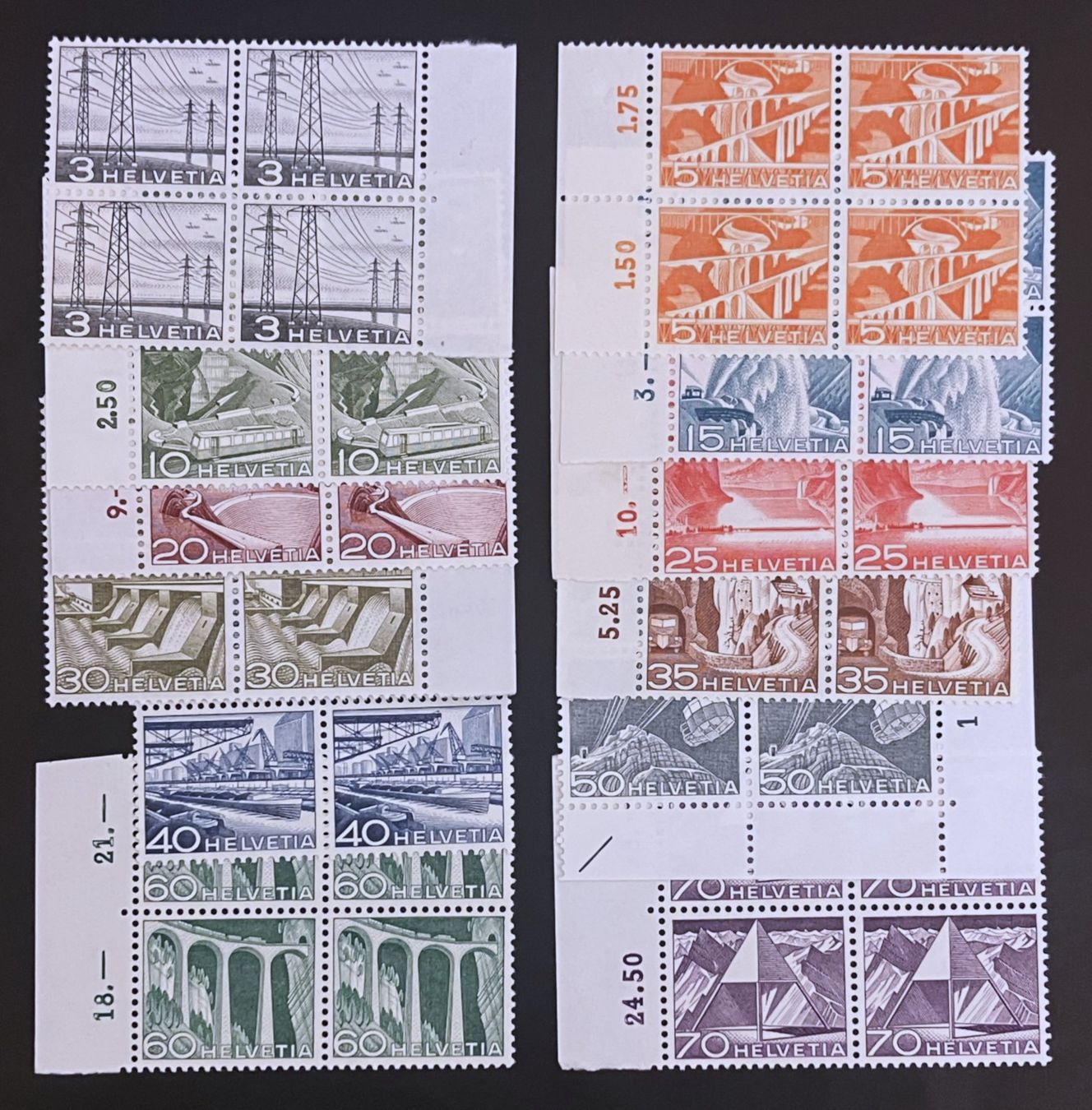 Tutti i francobolli: 4ER-SATZ TECHNIK + LANDSCHAFT 1949** – Nuovo (secondo la descrizione) da Oberwil BL venduto da SALOB