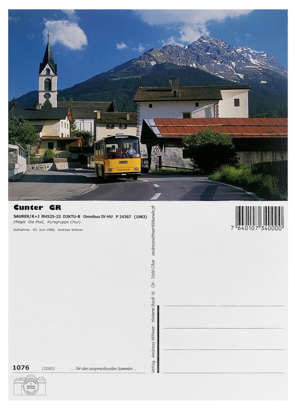 Ansichtskarten: Cunter Conters Surses Oberhalbstein Postauto Saurer RH525-23 – Neu (gemäss Beschreibung) aus Bern von AWiBe